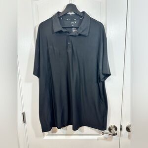 Men’s FLX Micro Performance Black Polo Collar Shirt, Size: XXL